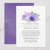 Ultra Violette Bloemige Trouwfeest Beperkte Gasten Aankondiging (Voorkant / Achterkant)