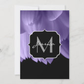 Ultra violette bloempitten zwarte Monogram Invite Kaart (Voorkant)