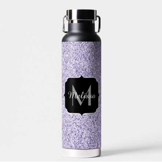 Ultra violette licht paarse glitters glans Monogra Waterfles (Voorkant)
