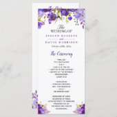 Ultra Violette Paarse Bloemige Trouwprogramma Programmakaart (Voorkant / Achterkant)