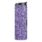 Ultra violette paarse glitters glans Monogram Thermosbeker (Gedraaid links)