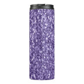 Ultra violette paarse glitters glans Monogram Thermosbeker (Achterkant)
