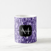 Ultra violette paarse glitters glanzen Monogram Koffiemok (Center)