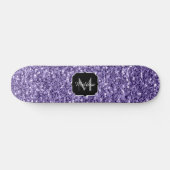 Ultra violette paarse glitters glanzen Monogram Persoonlijk Skateboard (Horizontaal)