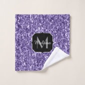 Ultra violette paarse glitters glinsteren Monogram Bad Handdoek (Wasdoekje)