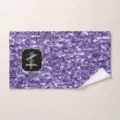 Ultra violette paarse glitters glinsteren Monogram Bad Handdoek (Handdoek)