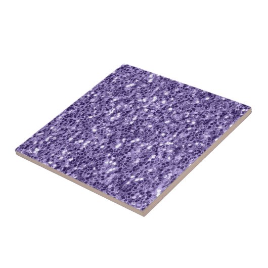 Ultra violette paarse glitters glinsteren tegeltje (Zijkant)