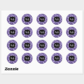Ultra violette paarse glitters glitteren Monogram Ronde Sticker (Vel)