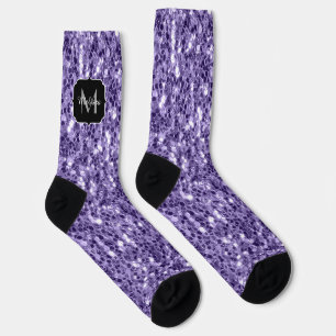 Ultra violette paarse glittersparkel Monogram Sokken