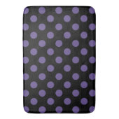 Ultra violette polka stippen op zwart badmat (Voorkant Verticaal)