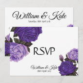 Ultra violette rozen dubbelzijdige Trouw-RSVP Kaart (Voorkant / Achterkant)
