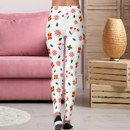 Ultra zachte kerstvakantie bloempatroon cadeau leggings