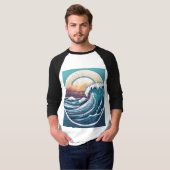 Ultragedetailleerde, minimalistische Ocean Wave Lo T-shirt (Voorkant volledig)