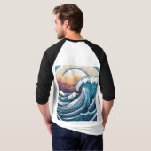 Ultragedetailleerde, minimalistische Ocean Wave Lo T-shirt (Achterkant volledig)