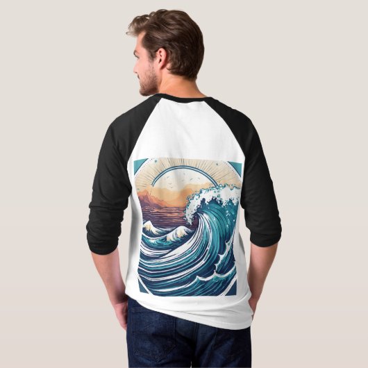 Ultragedetailleerde, minimalistische Ocean Wave Lo T-shirt (Achterkant volledig)