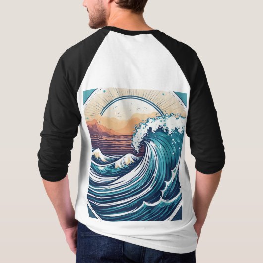 Ultragedetailleerde, minimalistische Ocean Wave Lo T-shirt (Achterkant)
