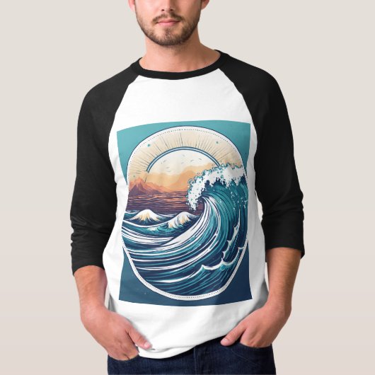 Ultragedetailleerde, minimalistische Ocean Wave Lo T-shirt (Voorkant)