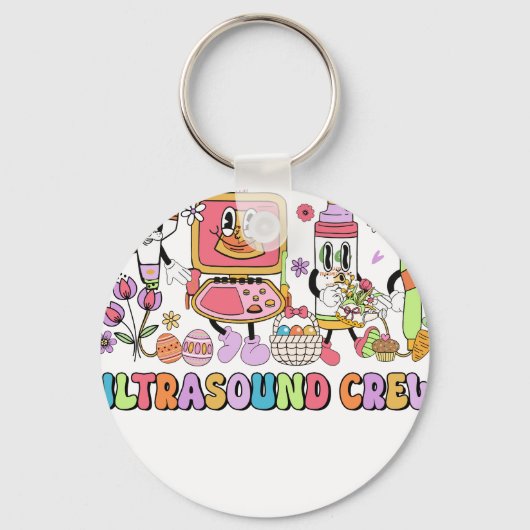 ultrageluid bemanning, retro, vintage sleutelhanger (Voorkant)