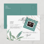 Ultrageluid Blauwgroen Baby shower Uitnodiging Briefkaart (Voorkant / Achterkant)
