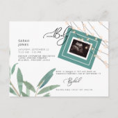 Ultrageluid Blauwgroen Baby shower Uitnodiging Briefkaart (Voorkant)
