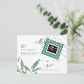 Ultrageluid Blauwgroen Baby shower Uitnodiging Briefkaart (Staand voorkant)