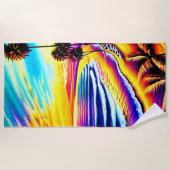 Ultrakleurige zonnegolven en palmbomen strandlaken (Voorkant)