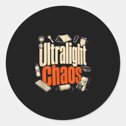 Ultralichte chaoshiking grappige backpacker ronde sticker (Voorkant)