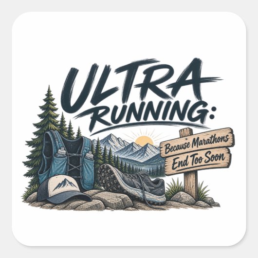 Ultralopen omdat marathons te snel voorbij zijn Tr Vierkante Sticker (Voorkant)