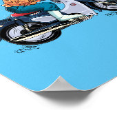 Ultraman rijdt op een oude motor poster (Hoek)