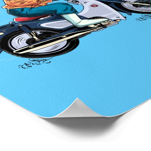 Ultraman rijdt op een oude motor poster (Hoek)