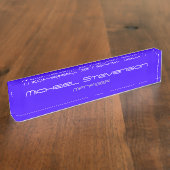 Ultramarien blauw elegant modern bureau naambordje (Zijkant)