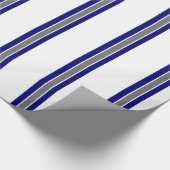 Ultramarien blauw en grijs gestreept omslagpapier cadeaupapier (Hoek)