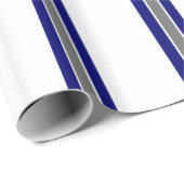 Ultramarien blauw en grijs gestreept omslagpapier cadeaupapier (Rol Hoek)