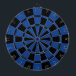 Ultramarien blauw en zwart dartbord<br><div class="desc">Ultramarineblauw en zwart kleerbord</div>