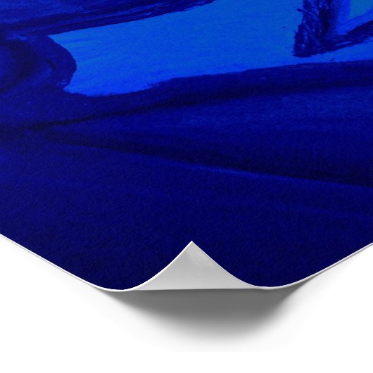 Ultramarien blauw modern hedendaags Abstract kunst Poster (Hoek)