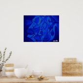 Ultramarien blauw modern hedendaags Abstract kunst Poster (Keuken)