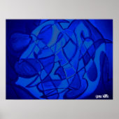 Ultramarien blauw modern hedendaags Abstract kunst Poster (Voorkant)