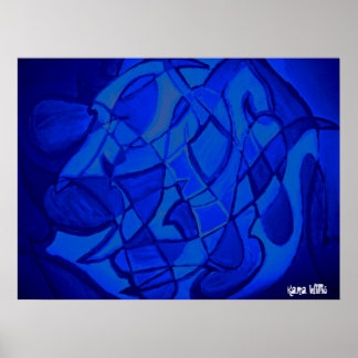 Ultramarien blauw modern hedendaags Abstract kunst Poster