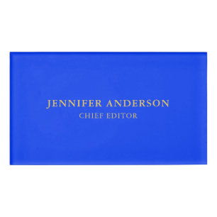 Ultramarijn Blauw Goud Professionele Moderne Eenvo Naambadge