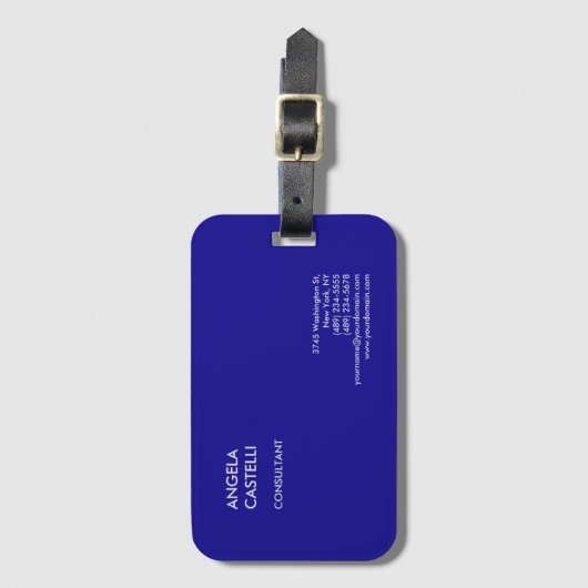 Ultramarijn Blauw Trendy Moderne Minimalistische V Bagagelabel (Voorkant (verticaal))