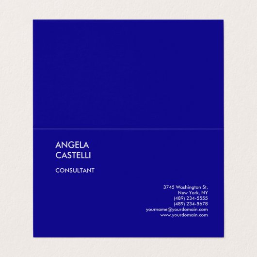Ultramarijn Blauw Trendy Moderne Minimalistische V Visitekaartje (Buitenkant ongevouwen)