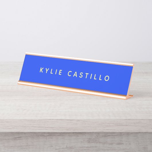 Ultramarijn Blauw Unieke Minimalistische Professio Bureau Naambordje (Voorkant)