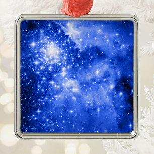Ultramarijn Blauwe Sterren Metalen Ornament