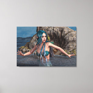 Ultramarijn Zeemeermin Canvas Afdruk