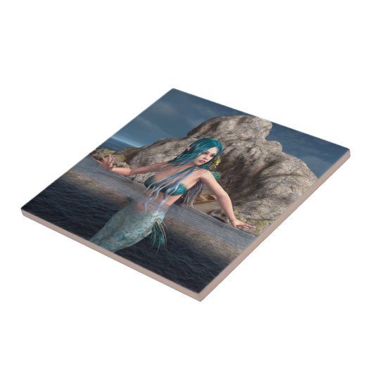 Ultramarijn Zeemeermin Tegeltje (Zijkant)