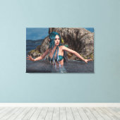 Ultramarijne Zeemeermin Canvas Afdruk (Insitu (Houten vloer))