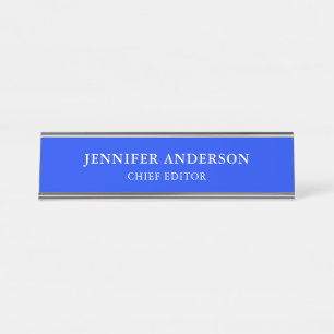 Ultramarine Blau Professioneel Modern Eenvoudig Bureau Naambordje