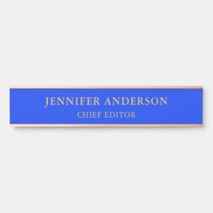 Ultramarine Blauw Goud Professionele Moderne Eenvo Deurbordje