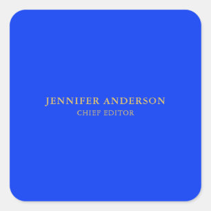 Ultramarine Blauw Goud Professionele Moderne Eenvo Vierkante Sticker