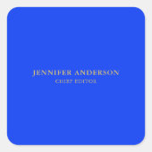 Ultramarine Blue Gold Professional Modern Plain Vierkante Sticker (Voorkant)